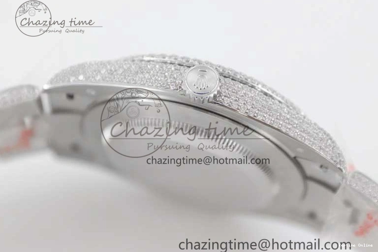 0212 Datejust 41 SS Full Diamonds TWF 1:1 Best Edition Arabic Markers Dial on Bracelet A Sporty 2395